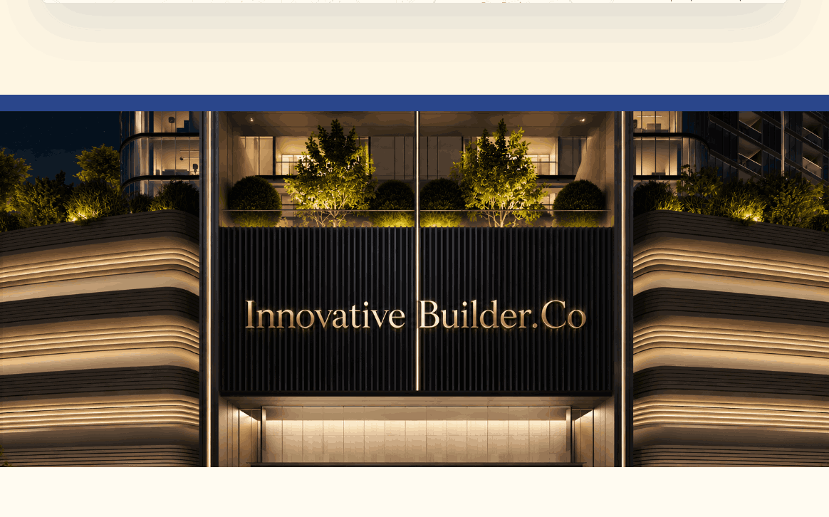 Innovative Builder.Co illuminated residence facade at dusk